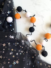 Load image into Gallery viewer, Felt Ball Garland - white, orange & black