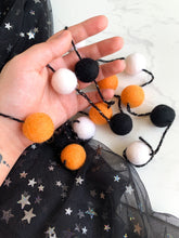 Load image into Gallery viewer, Felt Ball Garland - white, orange & black