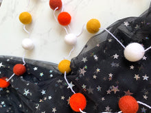 Load image into Gallery viewer, Felt Ball Garland - white, orange & mustard