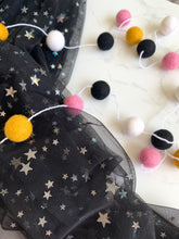 Load image into Gallery viewer, Felt Ball Garland - white, pink, mustard & black