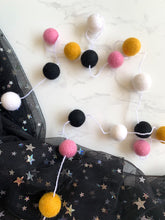 Load image into Gallery viewer, Felt Ball Garland - white, pink, mustard & black