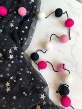 Load image into Gallery viewer, Felt Ball Garland - white, pink & black