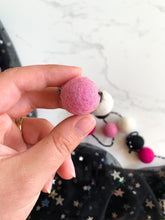 Load image into Gallery viewer, Felt Ball Garland - white, pink & black