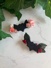 Load image into Gallery viewer, Floral bat hair clip/barrette
