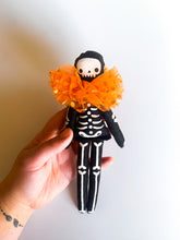 Load image into Gallery viewer, Black &amp; orange skeleton doll
